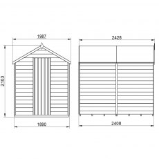 8x6 Forest Overlap Windowless Shed - Pressure Treated - external dimensions
