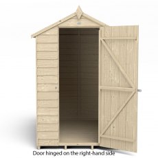 6x4 Forest Overlap Shed - Windowless - Pressure Treated - isolated front elevation with door hinged