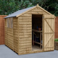8x6 Forest Overlap Shed - Pressure Treated - insitu with door open