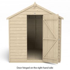 8x6 Forest Overlap Shed - Pressure Treated - isolated with door hinged on the right hand side