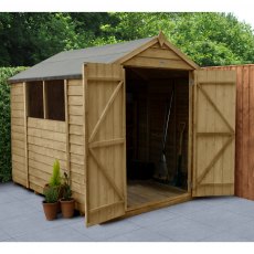 8x6 Forest Overlap Shed - Pressure Treated - insitu with doors open