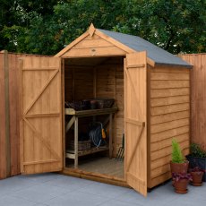 4x6 Forest Overlap Shed - Windowless - insitu with double doors open