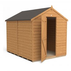 8x6 Forest Overlap Shed - Windowless - isolated and angled with door open