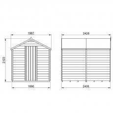 8x6 Forest Overlap Shed - Windowless - external dimensions