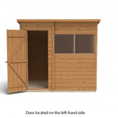 7x5 Forest Overlap Pent Shed - isolated front elevation with door located on the left hand side