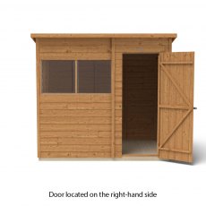 7x5 Forest Overlap Pent Shed - isolated front elevation with door located on the right hand side