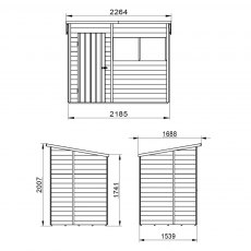 7x5 Forest Overlap Pent Shed - external dimensions