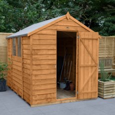 8x6 Forest Overlap Shed - insitu with door open