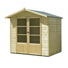7 x 5 Shire Mumley Summerhouse - Pressure Treated - natural with door closed and angled