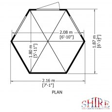 7 x 6 Shire Summerhouse Gazebo - Pressure Treated - floor plan
