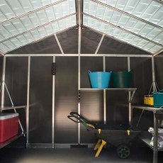 11 x 17 Palram Yukon Plastic Apex Shed - Dark Grey - translucent roof