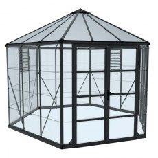 12ft Palram Oasis Hexagonal Greenhouse in Grey - isolated view