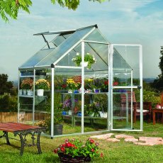 6 x 4 Palram Hybrids Greenhouse in Silver - in situ