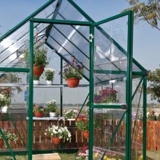 6 x 4 Palram Hybrid Greenhouse in Green - hinge opening single door