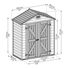6x3 Palram Skylight Plastic Apex Shed - Tan - schematic drawing