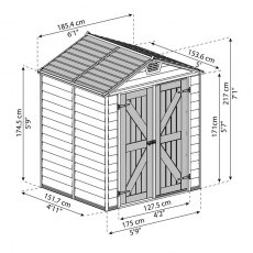 6x5 Palram Skylight Plastic Apex Shed - Tan - schematic drawing