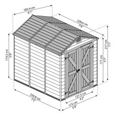 6x8 Palram Skylight Plastic Apex Shed - Tan- schematic drawing