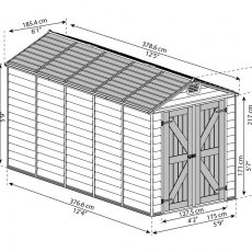 6x12 Palram Skylight Plastic Apex Shed - Tan - diagram