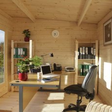 10 x 13 Forest Melbury Pent Log Cabin - interior set up as home office