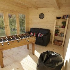 10 x 13 Forest Melbury Pent Log Cabin - interior set up as games room