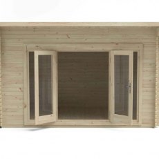10 x 13 Forest Melbury Pent Log Cabin - front view doors open