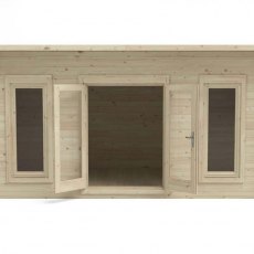 10 x 16 Forest Elmley Pent Log Cabin - front view doors opne
