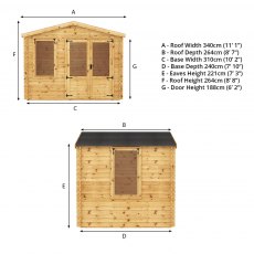 2.6m x 3.3m Mercia Log Cabin 19mm Logs - games room