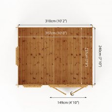 Mercia 2.6m x 3.3m (10ft 2inG x 7ft 10in) Mercia Log Cabin - 19mm Logs