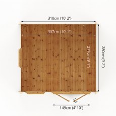 3.3m x 3m Mercia Log Cabin 19mm Logs - interior space