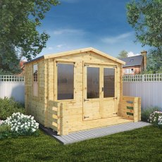 3.3m x 3.4m Mercia Log Cabin with Veranda 19mm Logs