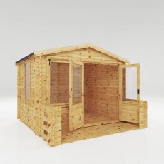 3.3m x 3.4m Mercia Log Cabin with Veranda 19mm Logs - dimensions