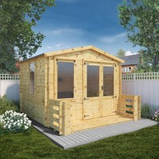 3.3m x 3.7m (11G x 12) Mercia Log Cabin with Veranda - 19mm Logs