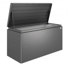 5 x 2 Biohort LoungeBox 160 - Dark Grey Metallic with lid open