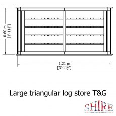 4x2 Shire Large  Tongue and Groove Triangular Log Store - Pressure Treated - diagram side elevation