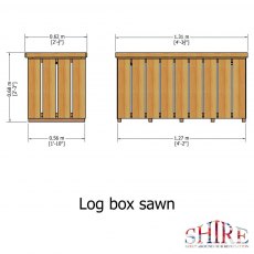 4 x 2 Shire Pressure Treated Log Box with Sawn Timber - dimensions diagram