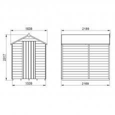 7x5 Forest Overlap Shed - Windowless - dimensions
