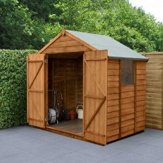 7x5 Forest Overlap Shed with Double Doors - in situ with doors open