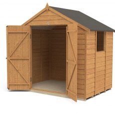 7x5 Forest Overlap Shed with Double Doors - angled showing window on right hand side and with doors