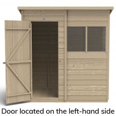 6x4 Forest Overlap Pent Shed - Pressure Treated - door position left-hand side