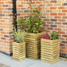 Forest Contemporary Slatted Planter - Set of 3