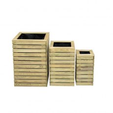 Forest Contemporary Slatted Planter - Set of three- isolated front on