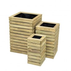 Forest Contemporary Slatted Planter - Set of three - isolated side view