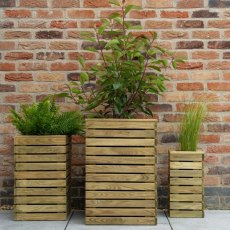 Forest Contemporary Slatted Planter - Set of three - In use