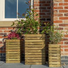 Forest Contemporary Slatted Planter - Set of three - In use front on