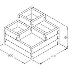 Forest Caledonian Tiered Raised Bed  - Dimensions