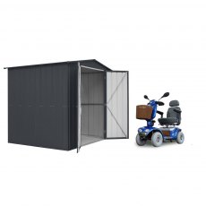 8 x 6 (2.45m x 1.85m) Lotus Metal Shed and Mobility Scooter Store in Anthracite Grey