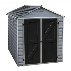 6x8 Palram Skylight Deco Plastic Apex Shed - Grey - isolated front view