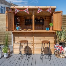 6x3 Forest Shiplap Pent Garden Bar - Jubilee Decorated - Front View