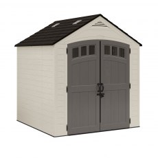 7x7 Suncast Cloverdale Plastic Shed - isolated with doors closed