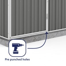 5x3 Mercia Absco Space Saver Pent Metal Shed in Woodland Grey - pre-punched holes for easy assembly